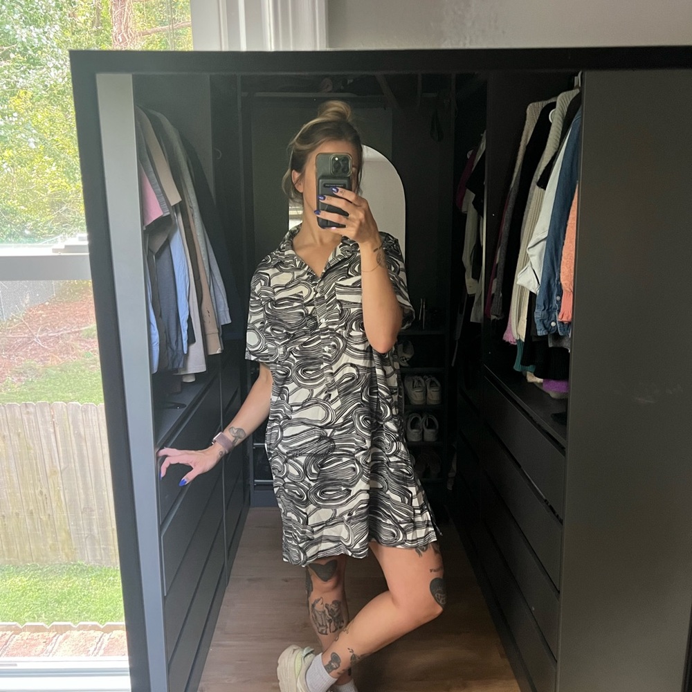 NATIVE YOUTH Monochrome Swirl Mini Dress